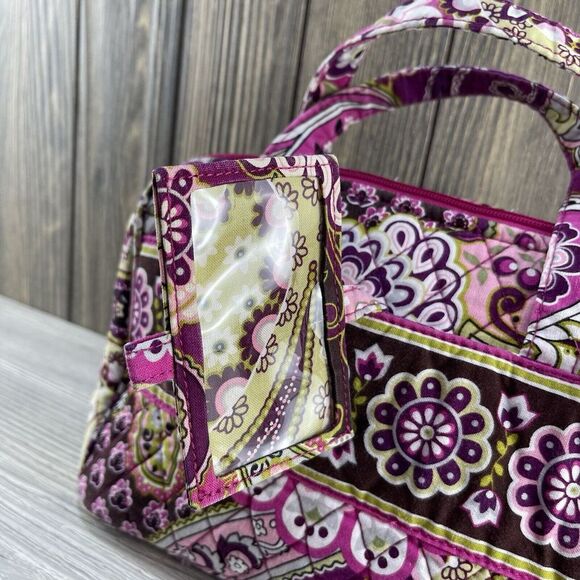 VERA BRADLEY Pink Floral Cotton Quilted Medium Bag Handbag Purse - Makeup - Picture 6 of 16